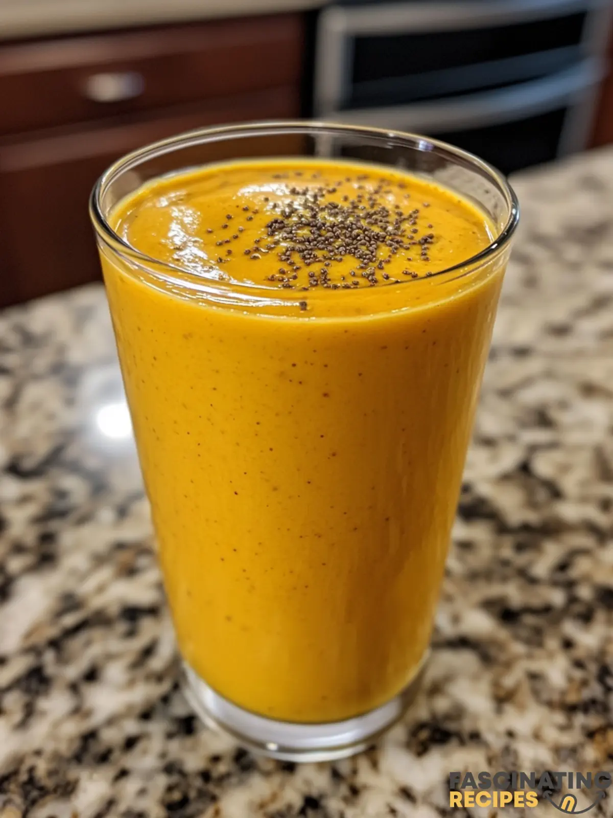 An overhead shot of a berries ginger turmeric smoothie in a mason jar, decorated with a turmeric swirl and accompanied by fresh ingredients and a wooden spoon on a linen cloth.