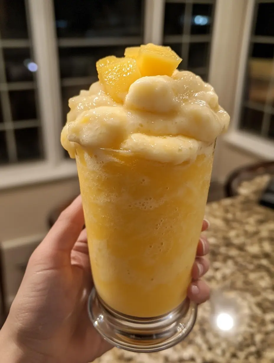Mango pineapple smoothies served with eco-friendly straws and tropical decor.