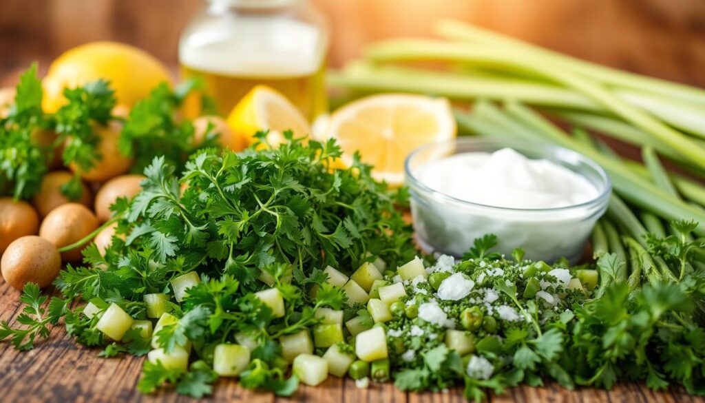 Customizing potato salad Fresh herbs and ingredients