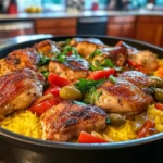Mediterranean one pot chicken and rice featured