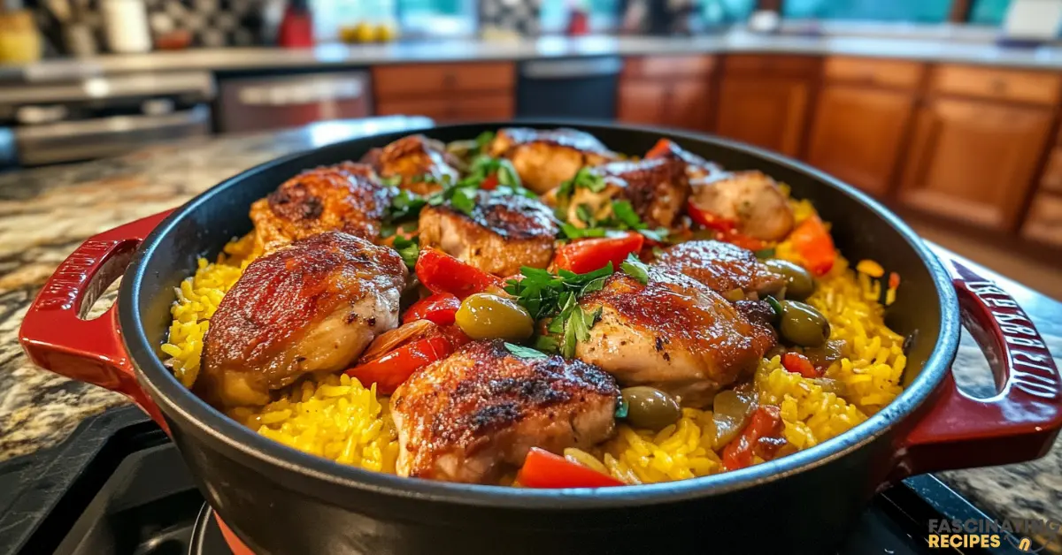 Mediterranean one pot chicken and rice featured