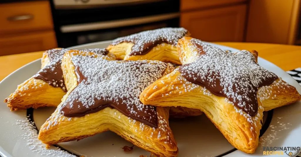 Nutella puff pastry stars on a cooling rack