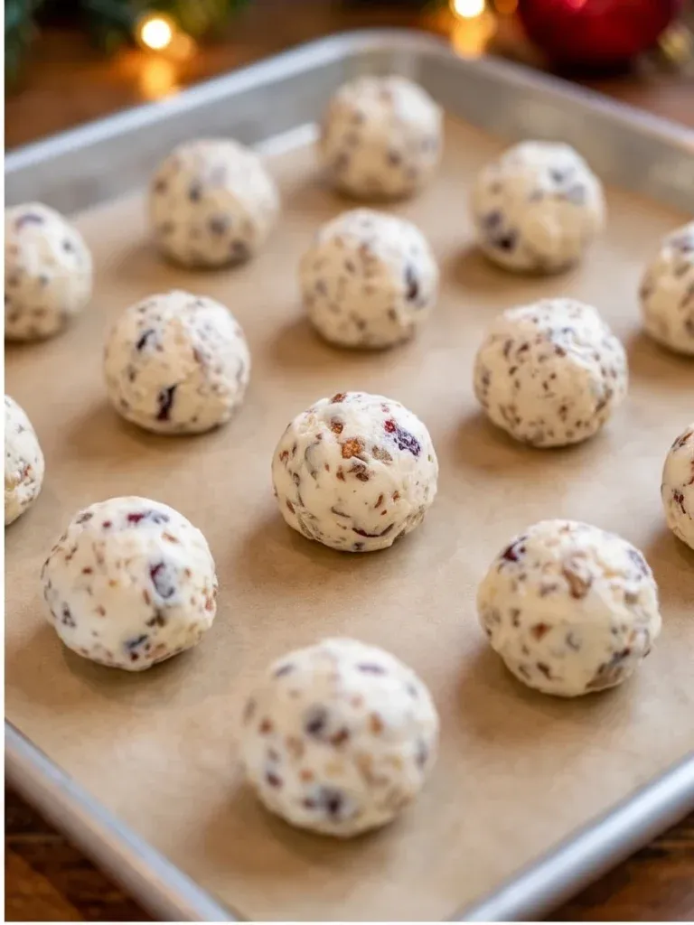 Cranberry pecan cream cheese balls on a parchment-lined tray - photo 2