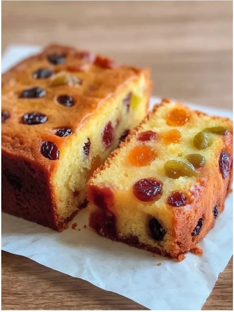 Sliced old-fashioned candied fruit cake with cherries and orange peel - photo 3